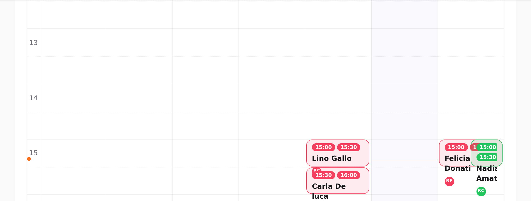 Calendario consulenze settimanale del gestionale Cattedra